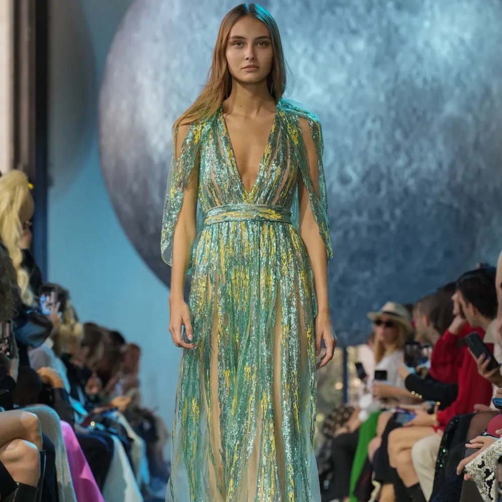 Elie Saab Sequin-Embellished Tulle Gown - Size FR44 (US 12)